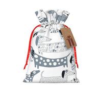 Cute Dachshund Dog Printed Drawstring Plaid Linen Gift Bag Chic & Festive Gift Packaging For Party Decor