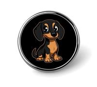 Cute Dachshund Dog Round Pin Brooch Enamel Lapel Badges Jewelry Decor for Backpack Hats