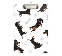 Cute Dachshund Dog White Acrylic Clipboard Writing Board A4 Standard Size Clipboards Hardboard, 12.5 x 9 Inches Silver Clip, Silver12x9in