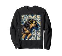 Cute Dachshund Dog with Mediterranean Tile Art Summer Vibes Sweatshirt