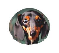 Cute Dachshund Duggee Print Lightweight Shower Cap for Women and Men Reusable hat Soft hat and Bath Hair Cap