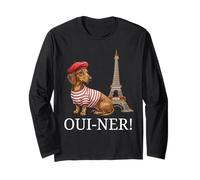 Cute Dachshund Gift Paris Oui-Ner Ouiner Wiener Eiffel Tower Long Sleeve T-Shirt
