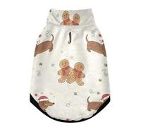 Cute Dachshund Gingerbread Man Christmas Pattern Warm Dog Coat, Adjustable Durable Doggie Winter Jacket Reversible Cozy Puppy Cold Weather Apparel from Small to Large Breed