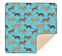 Cute Dachshund Hats Pattern Baby Play Mat for Floor, 50x50 inch Playpen Mat,Thicken Soft Non-Slip Tummy Time Mat for Toddlers and Infants
