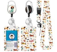 Cute Dachshund ID Badge Holder with Detachable Lanyard, Retractable Reel Clip, ID Card with Name Tag, Cute Neck Lanyard, Gift for Teacher Nurse Student