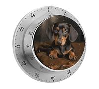 Cute Dachshund Kitchen Timer - Mechanical Visual Timer, Stainless Steel Digital Timers with Magnetic Base Egg Timers for Hard Boiled Eggs 60-Minute Countdown Kitchen Clock for Cooking