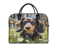 Cute Dachshund Laptop Tote Bag Casual Travel Handbag Multi Pocket Shoulder Bags for Work Travel