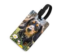 Cute Dachshund Luggage Tag TPU Bag Tag Travel Airplane Essentials Personalized Luggage Tags Holder with Lanyard Name Id Identifier Card for Suitcase Backpack Toolbox
