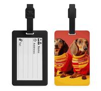 Cute Dachshund Luggage Tags for Suitcases Personalized Luggage Tags Business Card Holder Travel ID Bag Tag with Address Card Quick Spot Baggage Identifier for Carry On