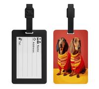 Cute Dachshund Luggage Tags Suitcases - TPU Travel Bag Tags with Name Id Label and Black Loop - Unique Cute Id Labels for Women Men Suitcase Baggage Bag Backpack Instrument