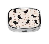 Cute Dachshund,Meta Pill Box 2 Compartment Medicine Case,Portable Organizer