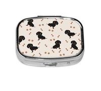 Cute Dachshund,Meta Pill Box 2 Compartment Medicine Case,Portable Organizer,Rectangle Meta Portable Organizer Pill Box 1816 Compartment Medicine Case