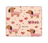 Cute Dachshund Mouse Pad Love Dog Gaming Mouse Mat with Stitched Edges Non-Slip Rubber Base Mousepad for for PC Laptop 22x18cm