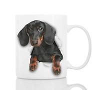 Cute Dachshund Mug - Ceramic Black Dachshund Coffee Mug Gift for Dog Lovers - Funny Cute Novelty Wiener Sausage Dog Coffee Ceramic Cup (325ml, Black Dachshund)