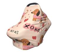 Cute Dachshund Nursing Cover 360° Full Coverage Love Dog Stretch Scarf for Breastfeeding and Car Seat Cover Fit for Most Pushchairs and Prams