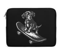 Cute Dachshund on A Skateboard Laptop Case Sleeve Bag 17inch Durable Shockproof Protective Computer Carrying Cover Briefcase