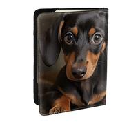 Cute dachshund Passport Holder for Travel,RFID Passport Cover Wallet PU Leather Passport Card Holder Case Cute Passport Protector for Women Men