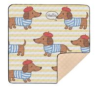 Cute Dachshund Pattern with French Romantic Style Soft Foam Baby Play Mat for Floor Lightweight Newborns Kicking Mat for Baby Toddler Infant, 50'' x 50''