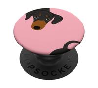 Cute Dachshund Peekaboo | Pink Minimal Dog Art PopSockets Adhesive PopGrip