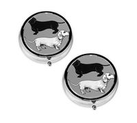 Cute Dachshund Print Pill Box 3 Compartment Medicine Pill Case,Portable for Pocket Or Purse Pill Organizer Decorative Metal Medicine Vitamin Organizer Unique Gift