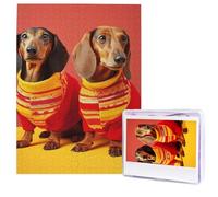 Cute Dachshund Puzzles 500 Pieces Wooden Jigsaw Puzzle Personalized Picture Puzzles Modern Wall Art Family Decoration Photo Puzzle for Adults (20.4" x 15")