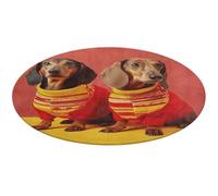 Cute Dachshund Round Area Rug Non Slip Backing Doormat Water Absorbent Plush Throw Low-Pile Non-Slip Floor Mat Carpet for Living Room Bedroom Entryway Nursery Room 60 * 60cm