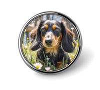 Cute Dachshund Round Badge Personalized Metal Lapel Pin Badges Fit Clothing Bags Hat Humorous Printed Brooch Badge Party Decorations Accessories for Men Women