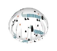 Cute Dachshund,Shower Cap Nightcap Double Layer Waterproof Elastic Bath Cap Reusable Hair Cap