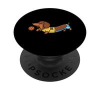 Cute Dachshund Soccer Player 00 Cartoon Dog PopSockets Adhesive PopGrip