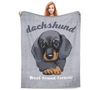 Cute Dachshund Wiener Sausage Dog Plush Warm Flannel Pet Throw Blanket - 50"x60" Couch Sofa Living Room Bed Camping Travel Decor for Dachshund Lovers, Kids & Adults