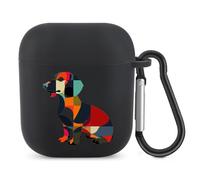Cute Dachshunds Bluetooth Headset Cover Earbuds Case TPU Headphone Protective Compatible with Airpods 1/2 Black-Color