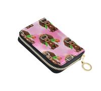 Cute Dachshunds Brown Wallet for Women Zip Around Cute Card Holder Wallets RFID Blocking Colored Mens Wallet with Coin Pocket