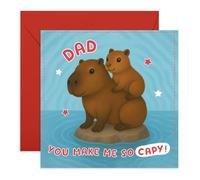 Cute Dad Birthday Card - Cute Capybara Design - Sweet Capybara Appreciation Card for Dads, Father, Daddy, Him, Men from Kids or Son, Daughter - Father's Day or Saying Thank You