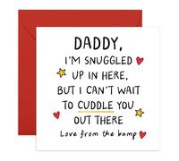 Cute Daddy to Be Card - “Love From the Bump” - New Baby Pregnancy Card for Husband, Expecting Dad, Him, Men - First Father’s Day or Baby Showers - Comes with Stickers