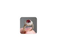 Cute Dainty Women's 14K Gold Ruby Vintage CZ Statement Red Garnet Rings for Women Gifts Pomegranate Jewelry Anniversary Ring Jewelry Gemstone Promise Engagement Love Ring, US Code 9