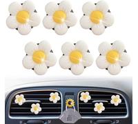 Cute Daisy Air Vent Clips, 6 Pcs Flower Car Air Fresheners Vent Clips Car Diffuser Vent Clip Charm Decoration for Women Cute Interior Decor Accessories + Sunflower Mask Hook (White)