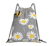 Cute Daisy Bee Flower Women Men Gym Sack Durable String Backpack Lightweight Swimming Bags For Travel Hiking Yoga