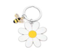 Cute Daisy Bee Keychain Bee Charm Keyring Daisy Flower Key Ring Sunflower Key Chain Enamel Daisy Pendant Key Holder Floral Charms for Keys Accessories for Bag Keys Purses