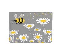 Cute Daisy Bee Laptop Sleeve 13 Inch PU Leather Case Protective Flower Laptop Bag Water Resistant Computer Case Tablet Carrying Bag for Women Men