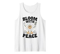 Cute Daisy Cartoon Holding Peace Sign and Olive Branch Tank Top