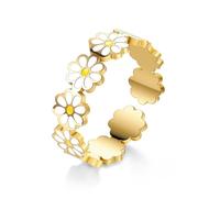 Cute Daisy Flower Adjustable Stacking Ring for Women Stainless Steel Dainty Sunflower Expandable Wedding Statement Finger Band Rings Comfort Fit Engagement Delicate Everyday Jewelry Birthday Gift