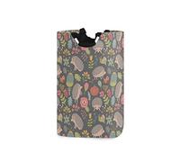 Cute Daisy Flower Baby Hedgehog Laundry Hamper with Handle Large Waterproof Collapsible Storage Basket Tote Bag for Bathroom Washing Bin Dirty Clothes Travel