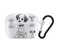 Cute Dalmatian AirPods Pro Case Cover with Keychain Ring PC Hard Shell Protective Case for AirPods Pro 2nd for Women Men Generation Easy Open Full Drop Protection Cover White-Style