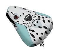 Cute Dalmatian Bike Seat Cover Soft Padded, Extra Wide Bike Seat Cushion for Women Men Comfort, Replacement Waterproof Bicycle Seats Cushion with Drawstring, Fit for Road/Mountain/Exercise/Spin