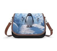 Cute Dalmatian Crossbody Bags for Women Leather Handbags Travel Purses Shoulder Bags Tote Bag for Daily Use, Penguin Antarctica Ice, One Size