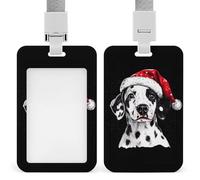 Cute Dalmatian Dog Christmas ID Badge Holder Name Card Holders Photocard Case with Lanyard for Teacher Nurse Office