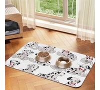 Cute Dalmatian Dog Food Mats for Floors, 16x24 Inch Non-Slip Super Absorbent Pet Food Mat, Dishwasher Dog Mat for Food and Water, Cute Rubber Quick Dry Pet Feeding Mat for Dogs Puppy Cats