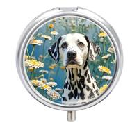 Cute Dalmatian Pill Box PortablePill Organizer Travel Pillcase for Pocket Or Purse Medicine Pill Container with Mirror 3 Compartments Daily Medicine Organizer