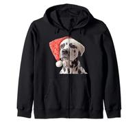 Cute Dalmatian Santa Hat Image Funny Dog Dalmatian Christmas Zip Hoodie