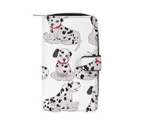 Cute Dalmatian Wallet Multifunctional Leather Wallets for Men Compact Long Wallet Credit Card Holder Passport Bag